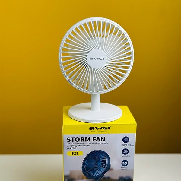 Awei F21 Mini Rechargeable Fan (2000mAh)- White Color