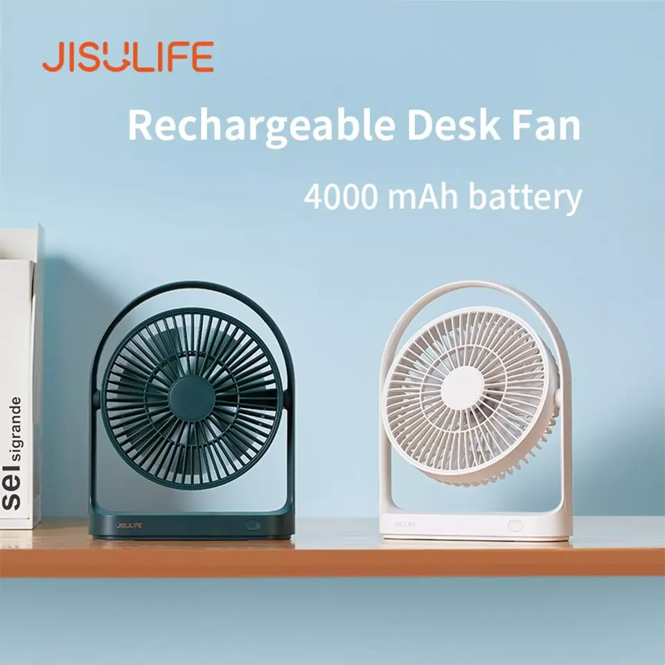 JISULIFE FA19 Rechargeable Fan 4000mAh Battery With Type C Charging Port- Green Color