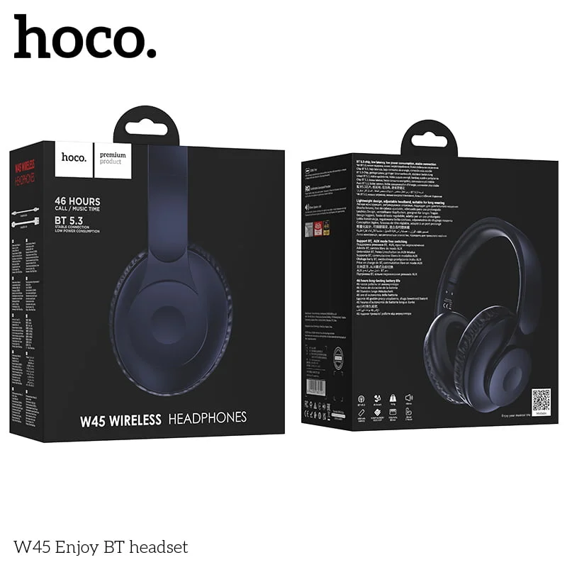 Hoco W45 Wireless Bluetooth Headphone – Black Color